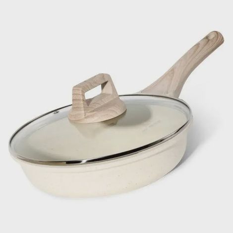 Sartén antiadherente de granito, 24 cm con tapa, color beige
