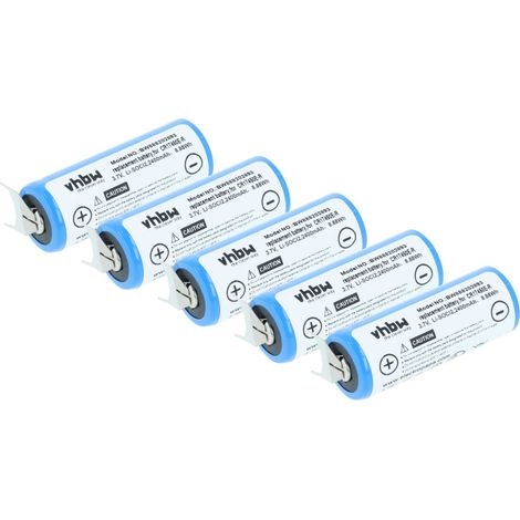 vhbw 5x Battery Replacement for CR17450E-R (3V, Li-Ion) for Various Devices, 3-Pin PCB Solder Connection (1/4)