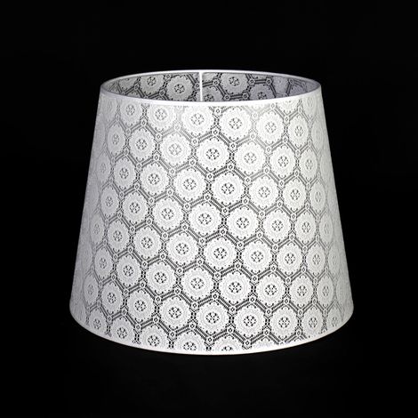 Lampenschirm für Stehlampe E27 Weiß Spitze Stoff Textil (1/4)