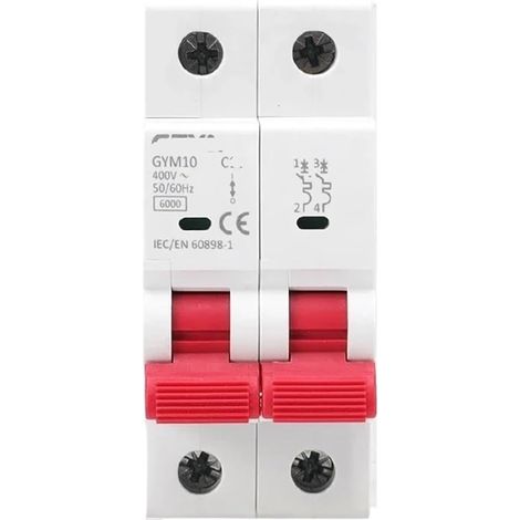 Zweipoliger Leitungsschutzschalter, Kennlinie C – 1 Stück – 6 kA thermisch – 50 A Schutz, 230/400 V – Hausverteilerkasten
