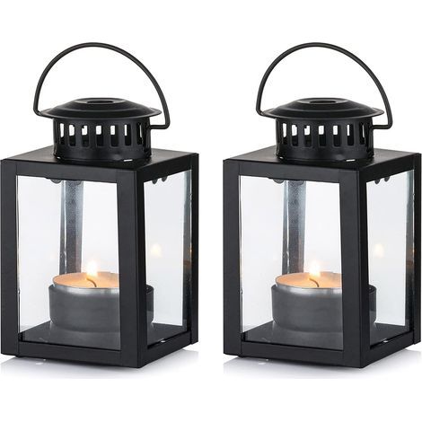 Lanternes pour Bougies Lanternes de Jardin, 2 Pièces Suspendues Petites Lanternes pour Bougie ChauffePlat, Bougeoirs Bougie Noire pour Les Événement (1/5)