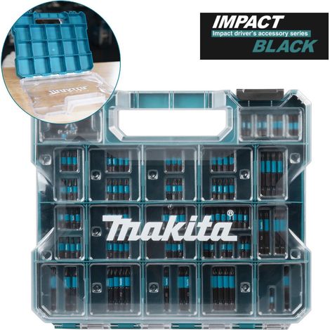 Makita Impact Driver Screwdriver Bit Set PZ2 100pc Black In Organiser E-24826