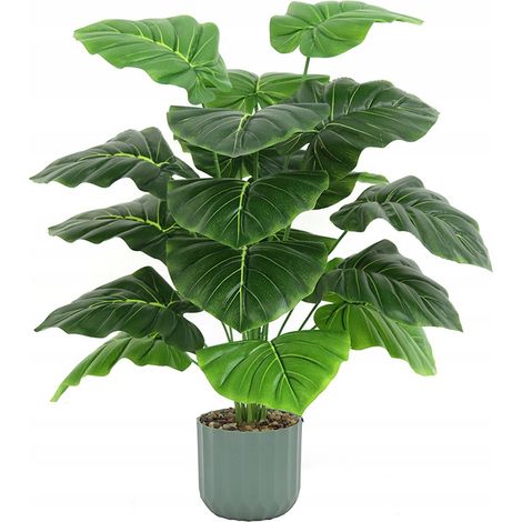PLANTA ARTIFICIAL DE OREJA DE ELEFANTE DE ALOCASIA EN MACETA REALISTA, ARBUSTO DE 60 CM