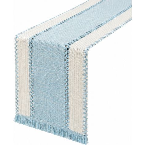 Chemin de table rétro à rayures japonaises, drapeau de table tissé en coton et lin, Noël, 30 cm de large (la largeur dépend de la couleur) x longueur 50 cm (la taille comprend les pompons) - Jane Eyre (1/4)