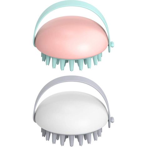 Lot de 2 brosses à cheveux, brosse à shampoing, brosse pour le cuir chevelu, brosse de soin antipelliculaire et anti-démangeaisons, brosse de massage multifonctionnelle en caoutchouc souple pour le ba (1/5)