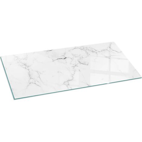 Plaque de protection de sol en verre trempé pour cheminée et poêle à bois pare-feu contre les étincelles Motif marbré avec veines 125x50 cm (1/5)