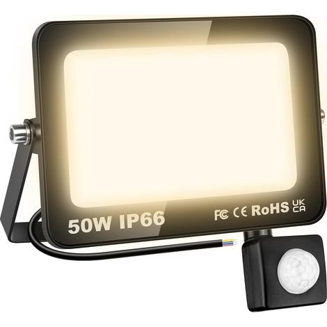 50W Projecteur LED Avec Détecteur de Mouvement, 5000LM 4000K Blanc chaud Spot LED Extérieur Avec Détecteur IP66 Etanche, Éclairage de Sécurité Extérieur pour Jardin Patio Garage Terrasse (1/5)