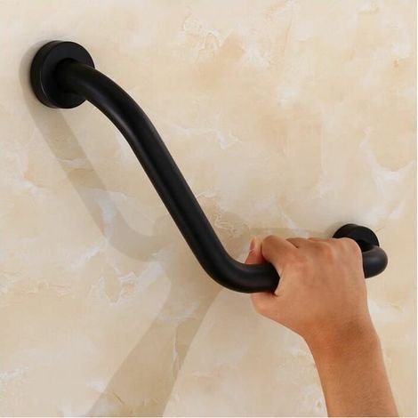 Barre D'Appui 43cm Poignée de Baignoires Inox Mural Porteserviettes 43CM Noir (1/4)