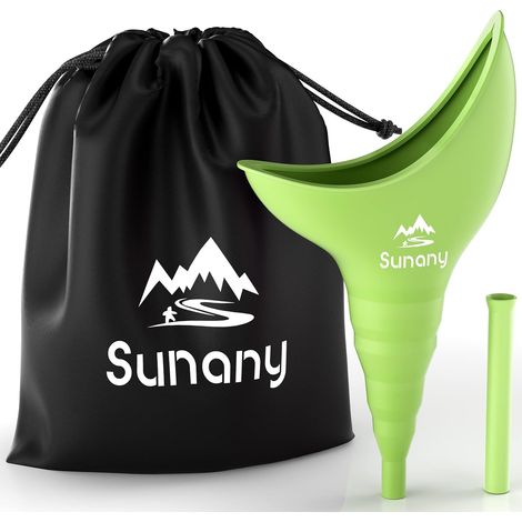 Female Portable Urinal, Reusable Silicone Funnel, Green (1/5)