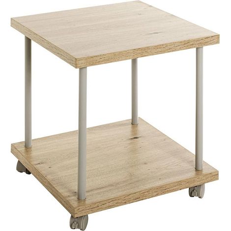 Table d'Appoint à Roulettes "Ilona" 45cm Naturel & Gris (1/3)