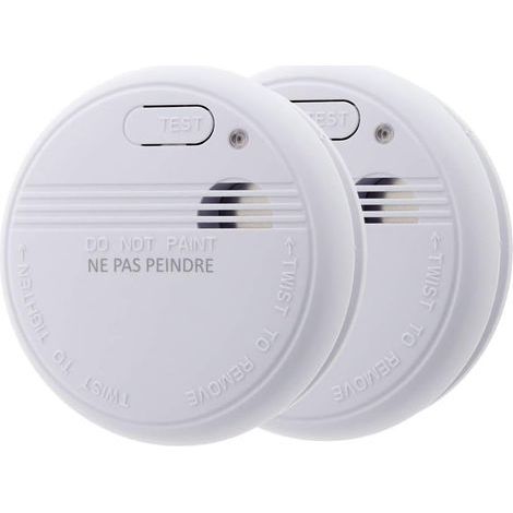 Pack of 2 - Smoke Detector - 5 Year Battery Life - EN 14604 Standard - NF Certified - Powerful Wireless Audible Alarm - For Houses and Apartments - White - 12x4cm (1/5)