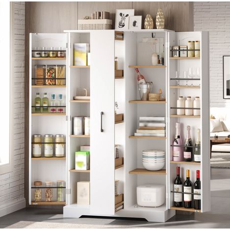 Mueble de cocina alto blanco de MDF con especiero, 150 x 78 x 40 cm HAVRYA (1/5)