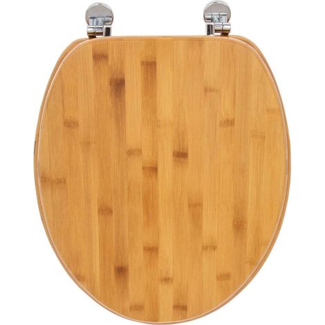 5Five Simply Smart – Abattant WC en bambou écologique – Charnières en zinc universelles – Dimensions 43.2x37.3cm – Installation simple pour tous WC standard (1/5)
