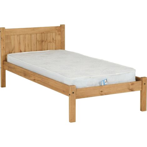 Maya 3 Feet Bed Frame - L198.5 x W100 x H85 cm - Distressed Waxed Pine (1/5)