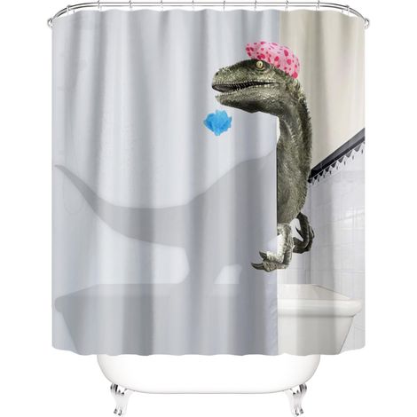 Filiyano-Rideau de douche dinosaure, rideau de douche pour enfants, rideau de douche amusant (1/4)