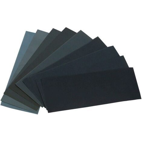 Lot de 24 feuilles de papier de verre assorties, 12 grains, pour le ponçage du bois et du métal, papier de verre sec/humide, grains 120/150/180/240/320/400/600/800/1000/1500/2500/3000