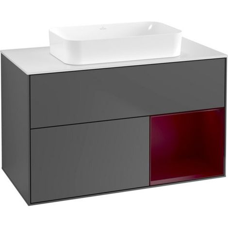 V&B Waschtischunterschrank Wandbeleuchtung Finion 100x60,3 cm, Reg re Peo, Anthracite matt (1/2)