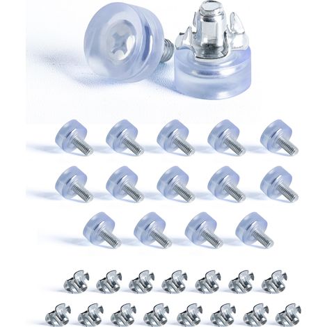 16 pcs M6 Pieds Réglables Transparents à Base Ronde, Pieds Vérin de Nivellement, Pieds Meubles de Mise à Niveau avec Écrou à Griffes, Pieds Caoutchouc pour Table, Chaise, Armoire (1/5)