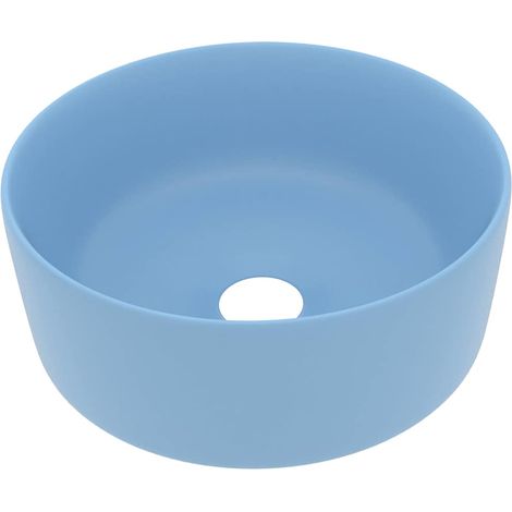 Lavabo vasque à poser Luxueux, rond de luxe Bac à laver, Bleu clair mat 40x15 cm Céramique OIB2923E (1/5)
