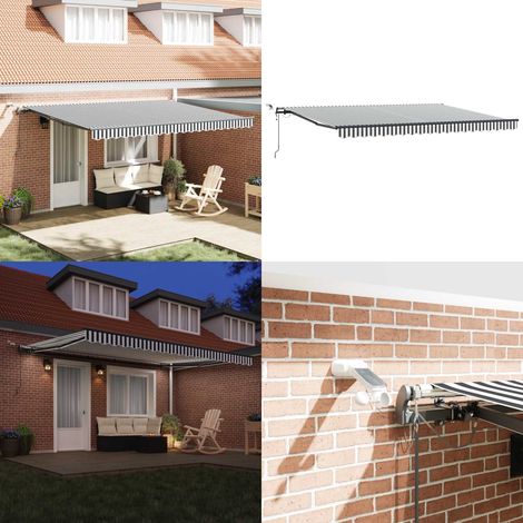 Markise Automatisch mit LEDs Anthrazit & Weiß 450x300 cm - Markise - Gartendeck - Sonnenschutz - Aluminium Markise - Elektrische Markise - Home & Living (1/5)