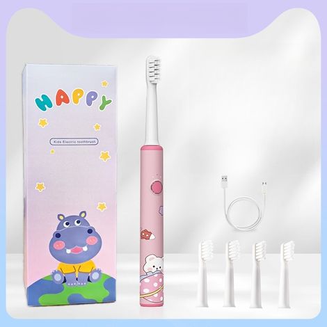 (1 pièce) Brosse à dents électrique de dessin animé pour enfants, brosse à dents électrique pour bébé, tête de brosse antibactérienne rechargeable