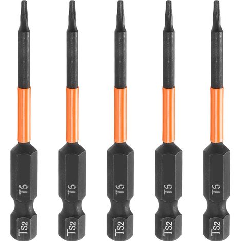 5Pcs Embout Tournevis Torx T6 1/4" Hex Shank Longueur 4" (100mm) (1/5)