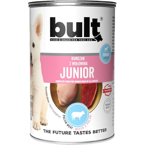Cibo umido per cani BULT JUNIOR al gusto pollo e manzo, lattina da 400 g (1/2)
