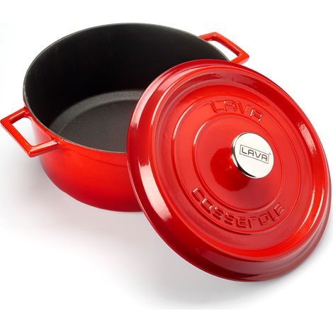 Cocotte Poêle à Frire LAVA en Fonte Rouge - Ø 24 cm - Combisteel