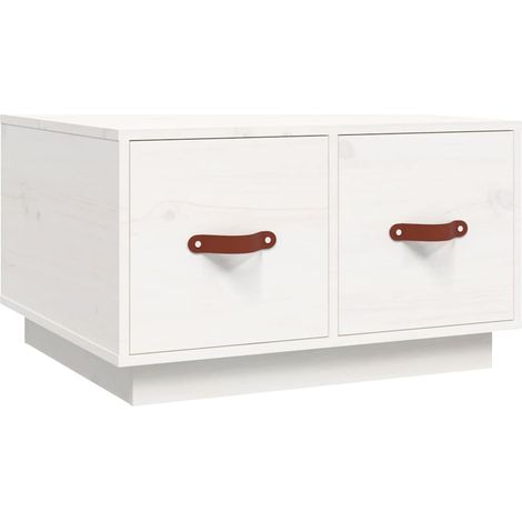vidaXL Mesa de centro de madera maciza de pino blanco 60x53x35 cm (1/2)