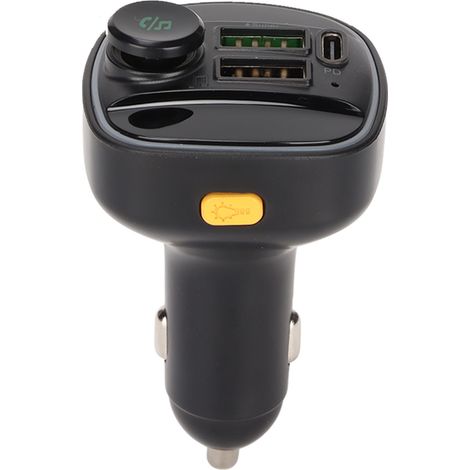 Autoladegerät mit drahtlosem FM-Radiosender, zwei USB-Anschlüssen, Schnellladefunktion, Bluetooth-Adapter und schwarzer LED-Anzeige (1/5)