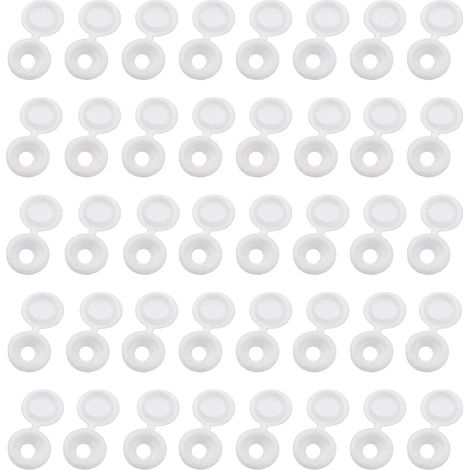 150 Pièces Cache Vis à Charnière Bouchon à Vis en Plastique, pour Décoration de Meubles, Placards, Mur(Blanc) (1/5)