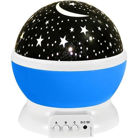 Projecteur de veilleuse lune et étoiles à rotation à 360 degrés