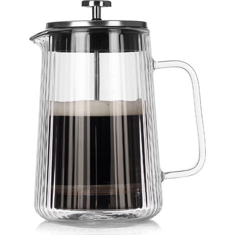 Cafetière à piston à double paroi à rayures verticales de 1000 ml (1/5)