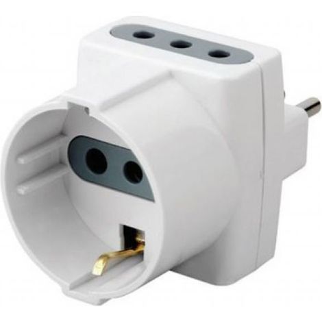 Adaptateur multiprise V-TAC 2 prises 10 A, 1 dérivation avant 10 A + prise Schuko 16 A