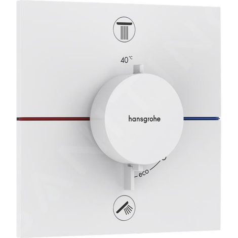 Hansgrohe ShowerSelect Comfort - Mitigeur thermostatique encastré, 2 sorties, blanc mat 15572700