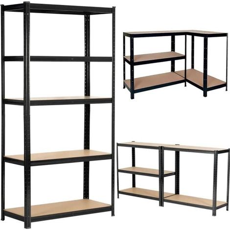 Extralink – Étagère de Rangement Métallique 180 × 90 × 40 cm – Étagère de Garage, Atelier et Entrepôt – Noir (1/5)