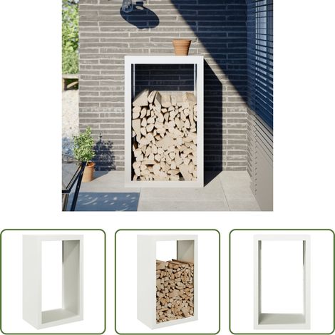 vidaXL Porte-bûches -  Portant de bois de chauffage blanc 60x40x100 cm acier (1/5)