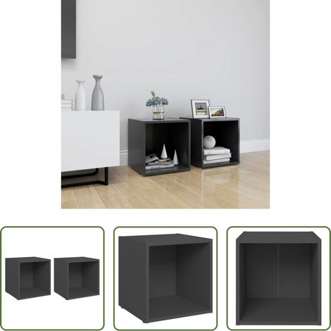Armoires stéréo -  Meubles TV 2 pcs gris 37x35x37 cm bois d’ingénierie (1/5)