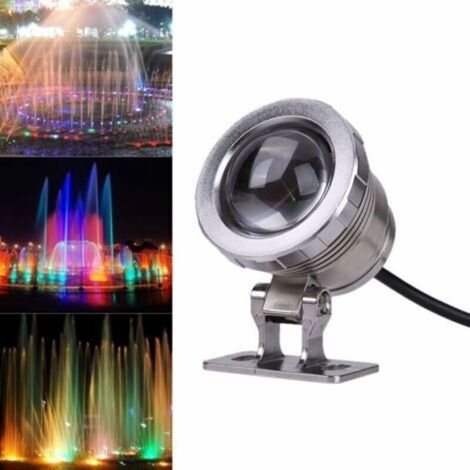 Lumière sous-marine rvb étanche lumière réservoir de poissons projecteur rvb argent avion miroir boîtier 10W