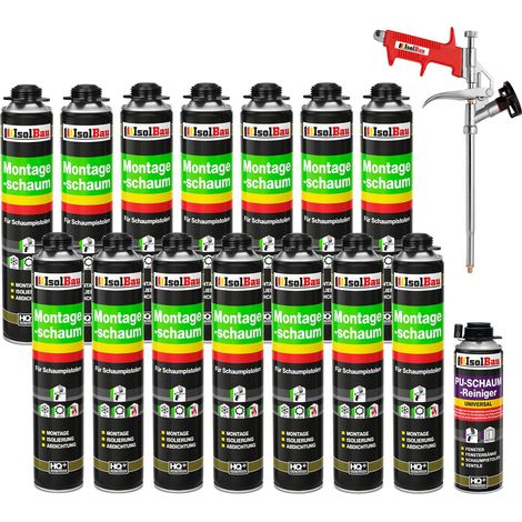 Pistolenschaum Bauschaum Montageschaum 14x750ml + 1x PU-Reiniger + Schaumpistole (1/5)