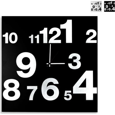 Orologio da parete 50x50cm design moderno astratto minimal Numbers - Nero (1/5)