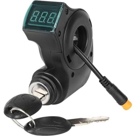 Antivol de guidon électrique avec écran à 3 broches pour Kugoo G2 Pro, interrupteur de poignée ABS avec indicateur de tension, clé de rechange étanche pour réparation de scooter électrique, noir (1/5)