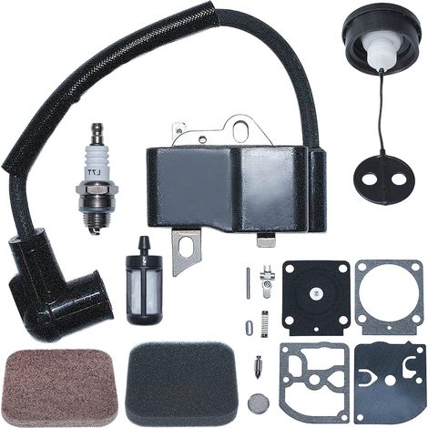 Ignition Coil Module Kit Fit For Stihl FS85 FS80 FS80R FS75 FC75 FC85 KM85 HL75 HS75, Ignition Coil, Spark Plug, Repair Kit, Air Filter, Fuel Tank Cap, Fuel Filter. (1/5)