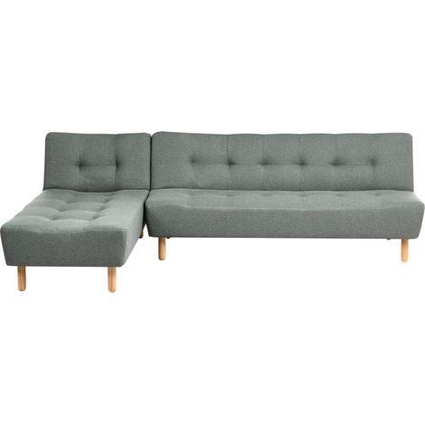 Sofá cama modular esquinero derecho 4 plazas con chaise longue reclinable verde Alsten