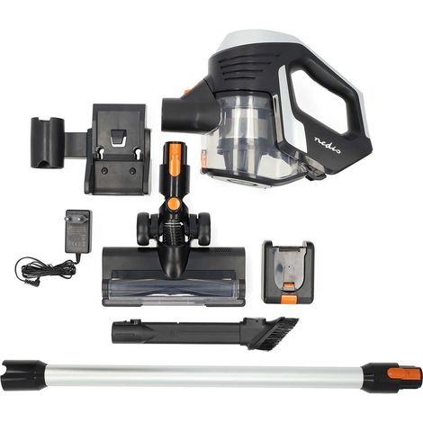 Nedis Stick Staubsauger / 130 W / 25.9 VAC / Motorisierte weiche Bürste mit integrierter Beleuchtung / 10000 Pa / HEPA Luftfilter / Orange / Schwarz