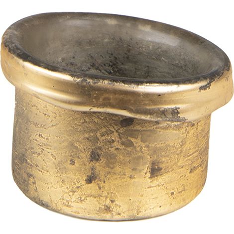Photophore Bougeoir pour Bougie Chauffe-Plat en Verre Doré Style Baroque Ø 8 x 6 cm - PANGIVO (1/2)
