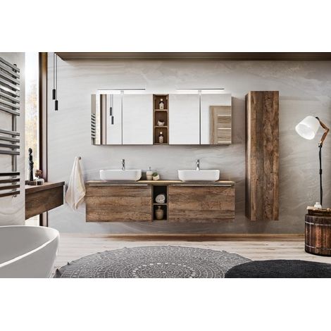 Cube de rangement de salle de bain - Chêne santa fe - L20-H46-P44 - KLAUS (1/4)