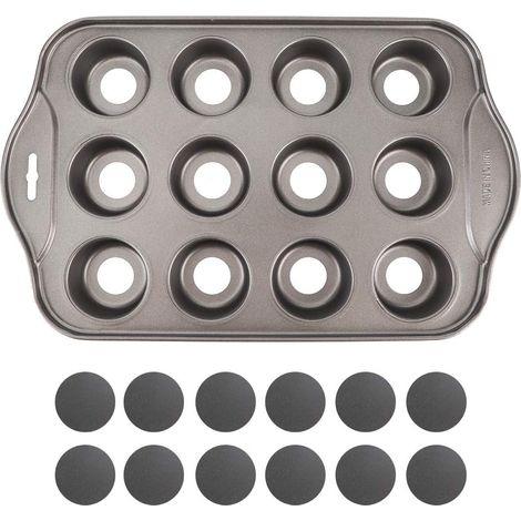 Mini Moule à Gâteau au Fromage avec Fond Amovible, Moule à Mini Muffins, Mini Moule à Cupcakes, Mini Moule à Muffins, Moule à Muffins en Acier au Carbone, Ustensiles de Cuisine,Parent,- (1/5)