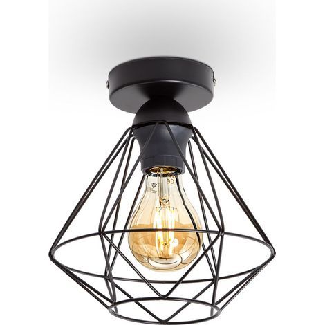 Plafonnier métal design rétro – Style industriel Ø220mm – E27 max 40W – Hauteur 240cm (1/4)