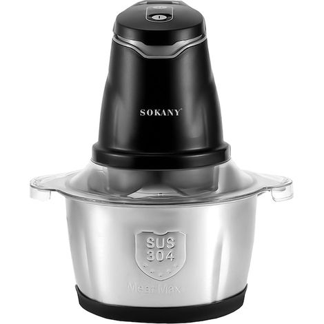 Hachoir électrique SK-7020, 4 lames en acier inoxydable de haute qualité, 400 W, 2 L, récipient en acier inoxydable, noir (1/5)